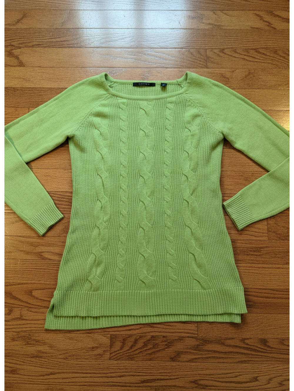 Cyrus Bright Green Cable Knit Pullover Sweater XS